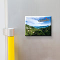Stickerji Mussoorie wooden fridge magnet featuring scenic Himalayan valley view – handcrafted souvenir from Queen of the Hills
