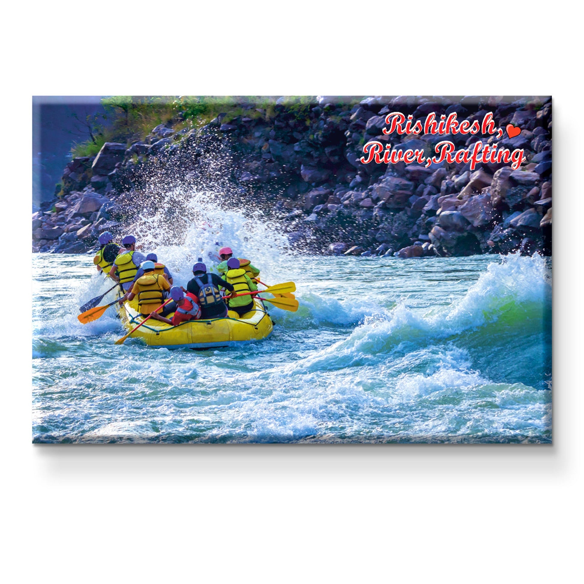 Stickerji River Rafting -Rishikesh Wooden Fridge Magnet - Souvenir travel keepsake gift - View 2