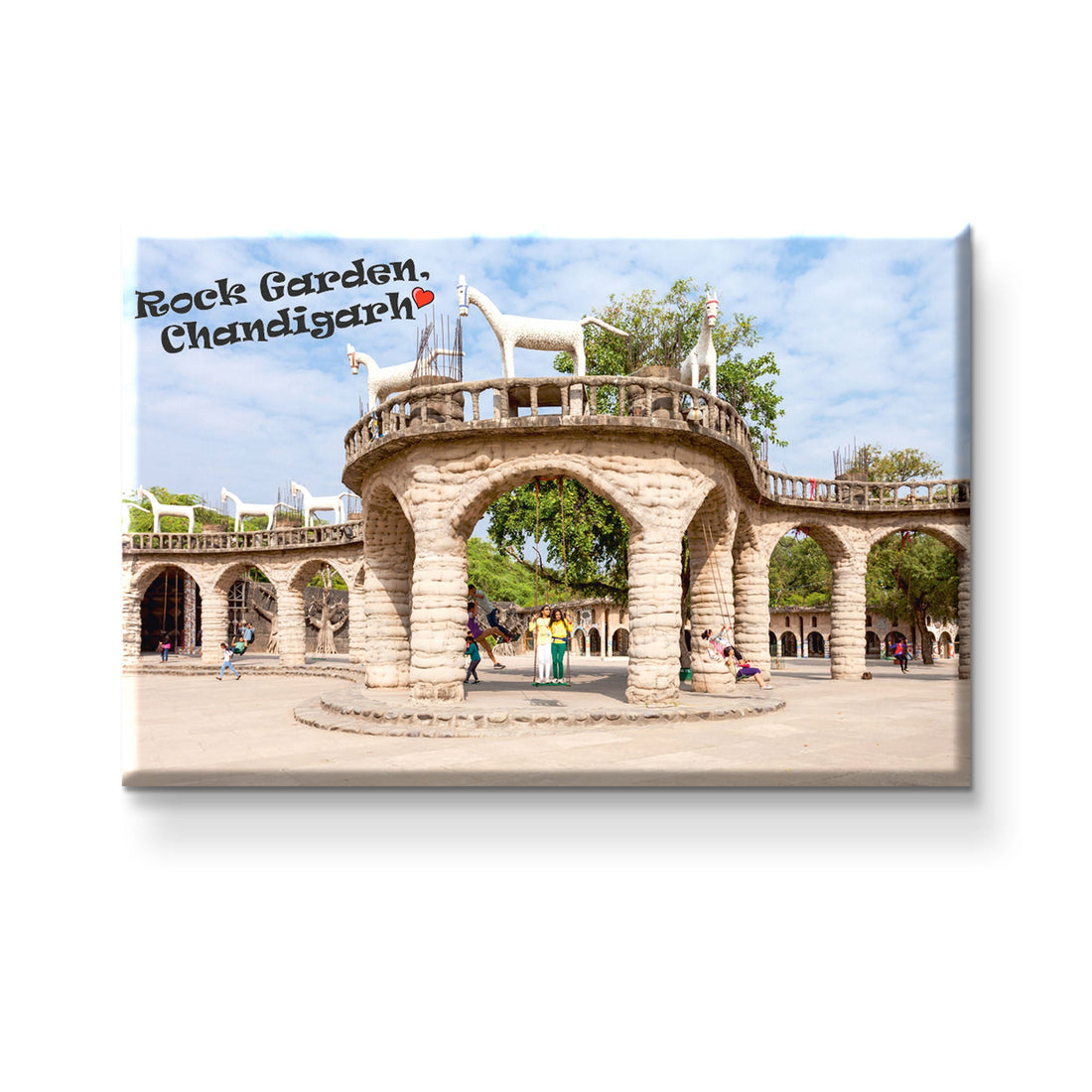 Stickerji Rock Garden, Chandigarh Wooden Fridge Magnet - Souvenir travel keepsake gift