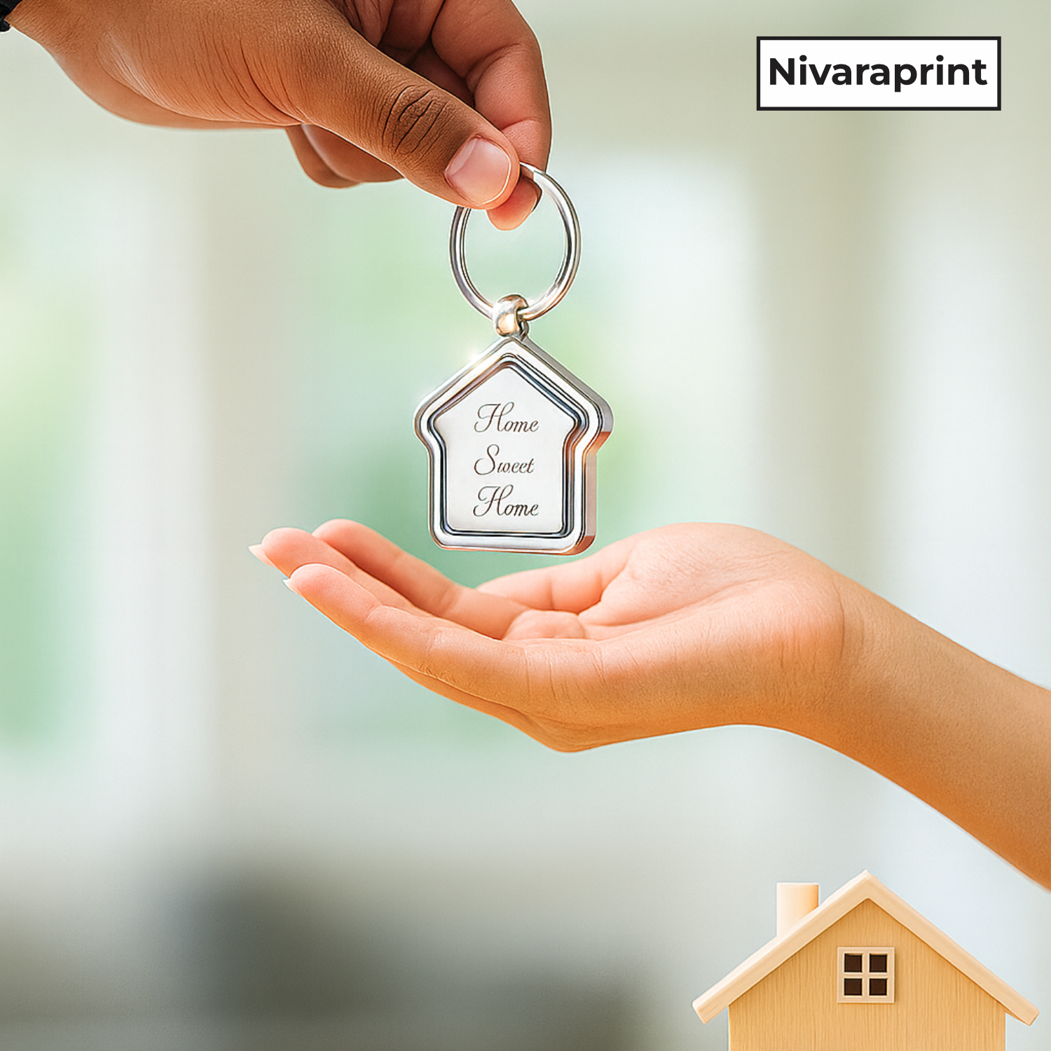 Stickerji Home Sweet Home Keychain | Metal Keychain | Home Shape | Rotating Keychain | Pack of 2 - Stickerji premium quality product - View 4