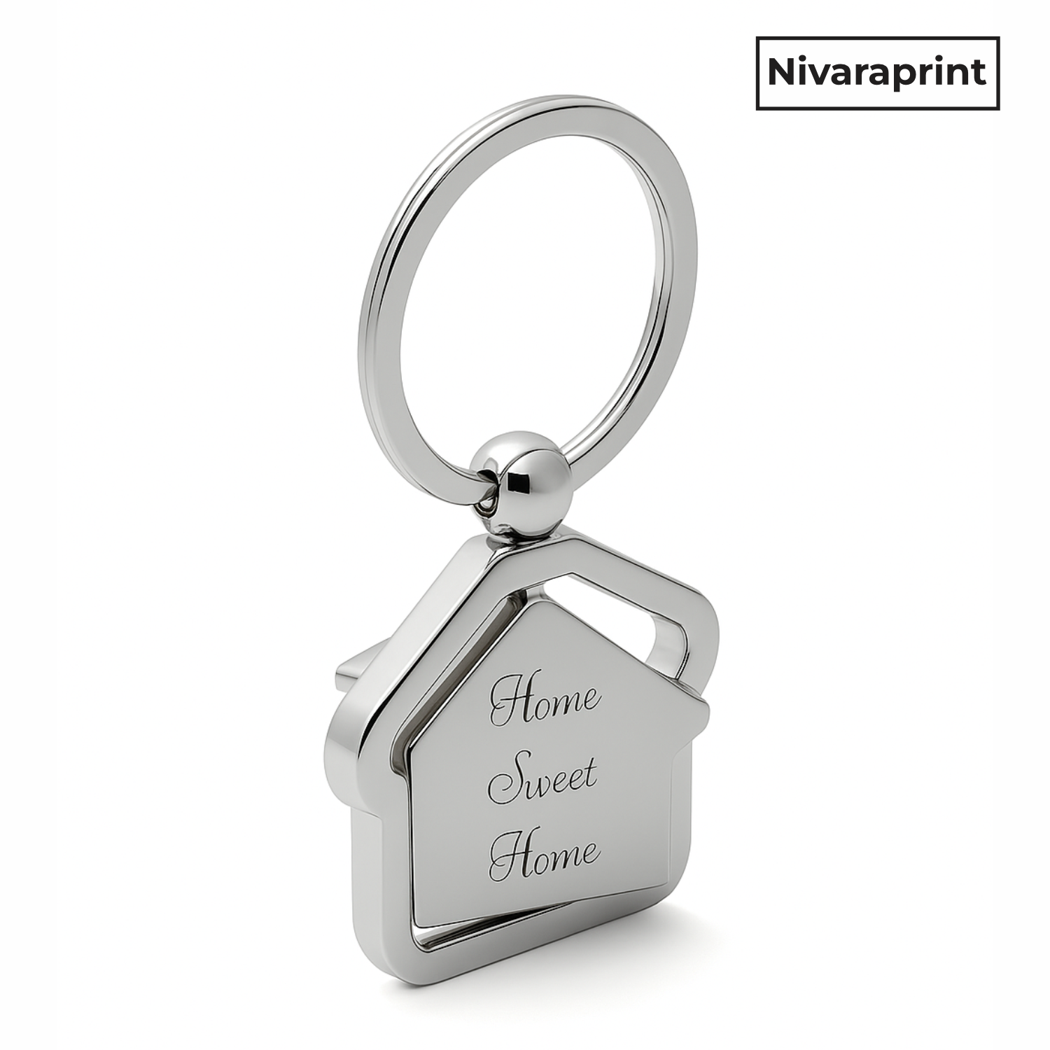 Stickerji Home Sweet Home Keychain | Metal Keychain | Home Shape | Rotating Keychain | Pack of 2 - Stickerji premium quality product - View 5