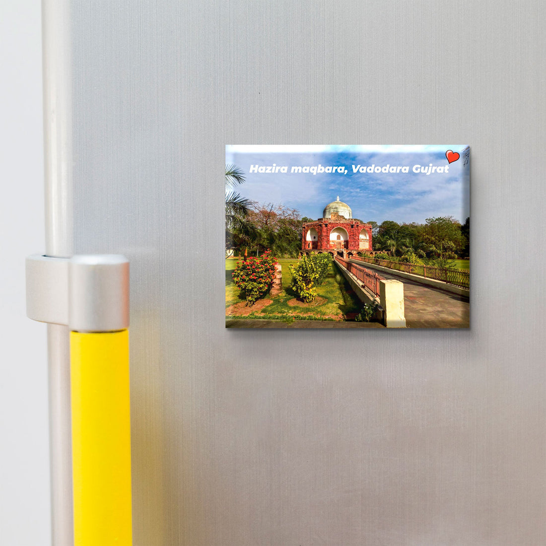Stickerji Hazira maqbara, Vododara Gujrat Wooden Fridge Magnet - Souvenir travel keepsake gift