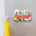 Stickerji Singapore Wooden Fridge Magnet displayed on a refrigerator door – premium MDF souvenir travel gift