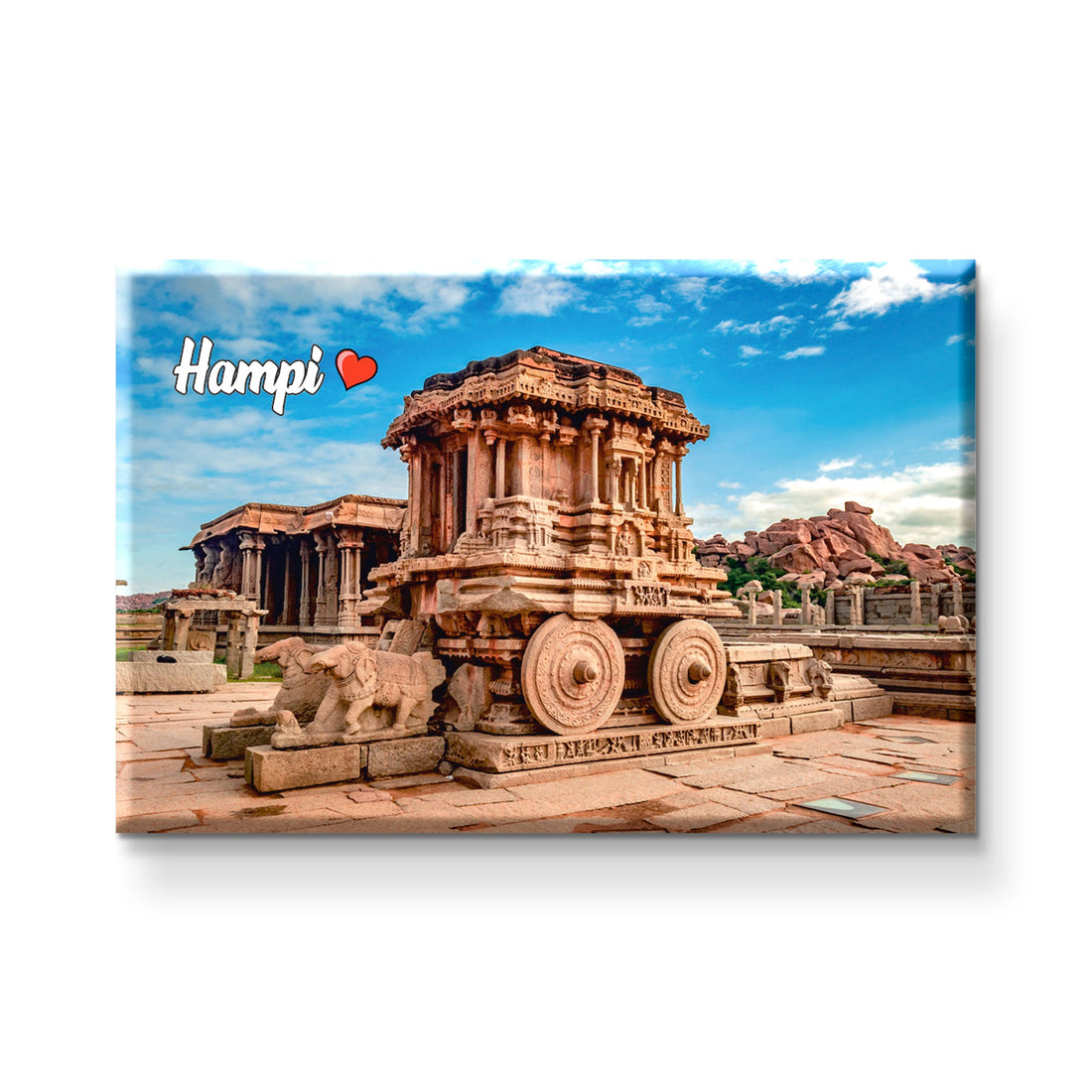 Stickerji Hampi Wooden Fridge Magnet - Souvenir travel keepsake gift