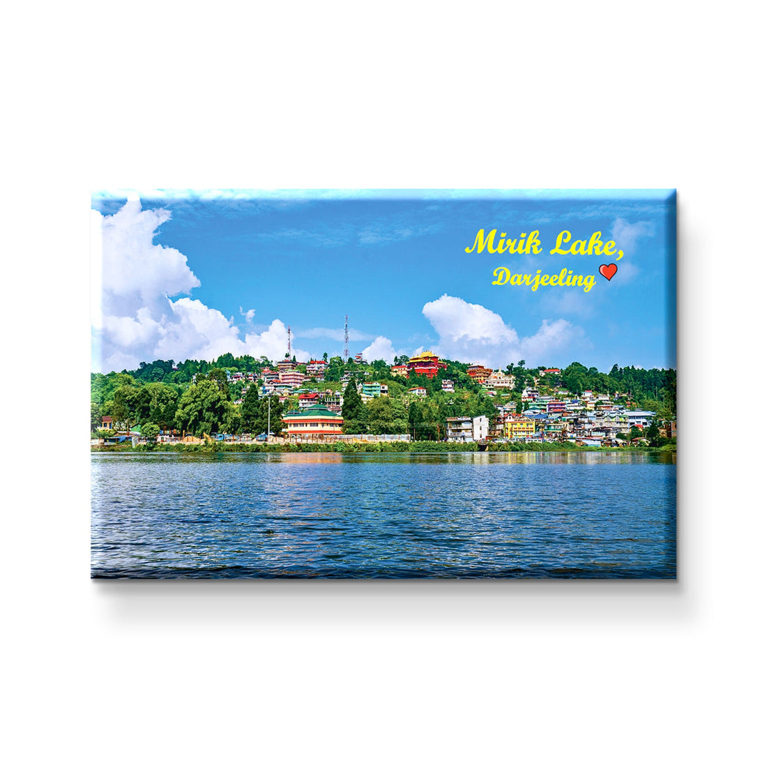 Stickerji Mirik Lake, Darjeeling Wooden Fridge Magnet - Souvenir travel keepsake gift
