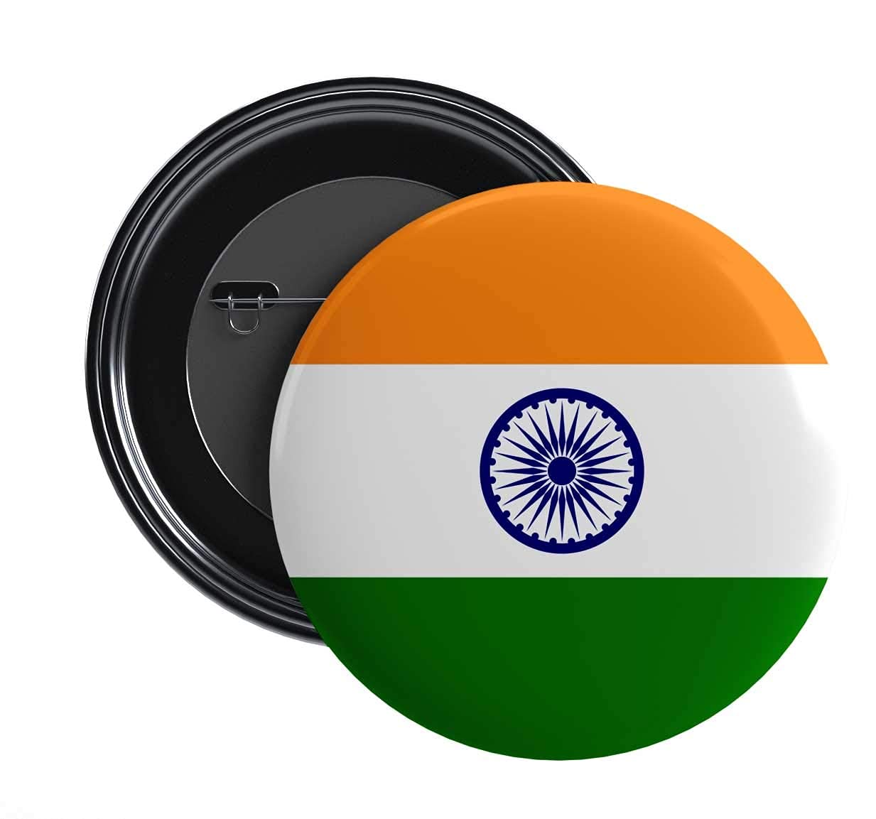Stickerji India Flag Tricolor Badge Design 4 - Patriotic pinback button - View 4