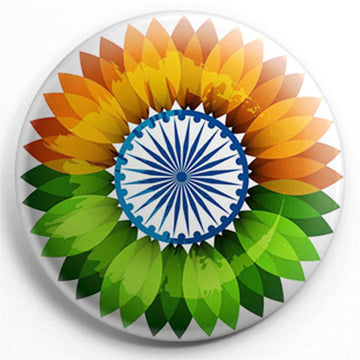 Stickerji India Flag Tricolor Badge Design 5 - Patriotic pinback button