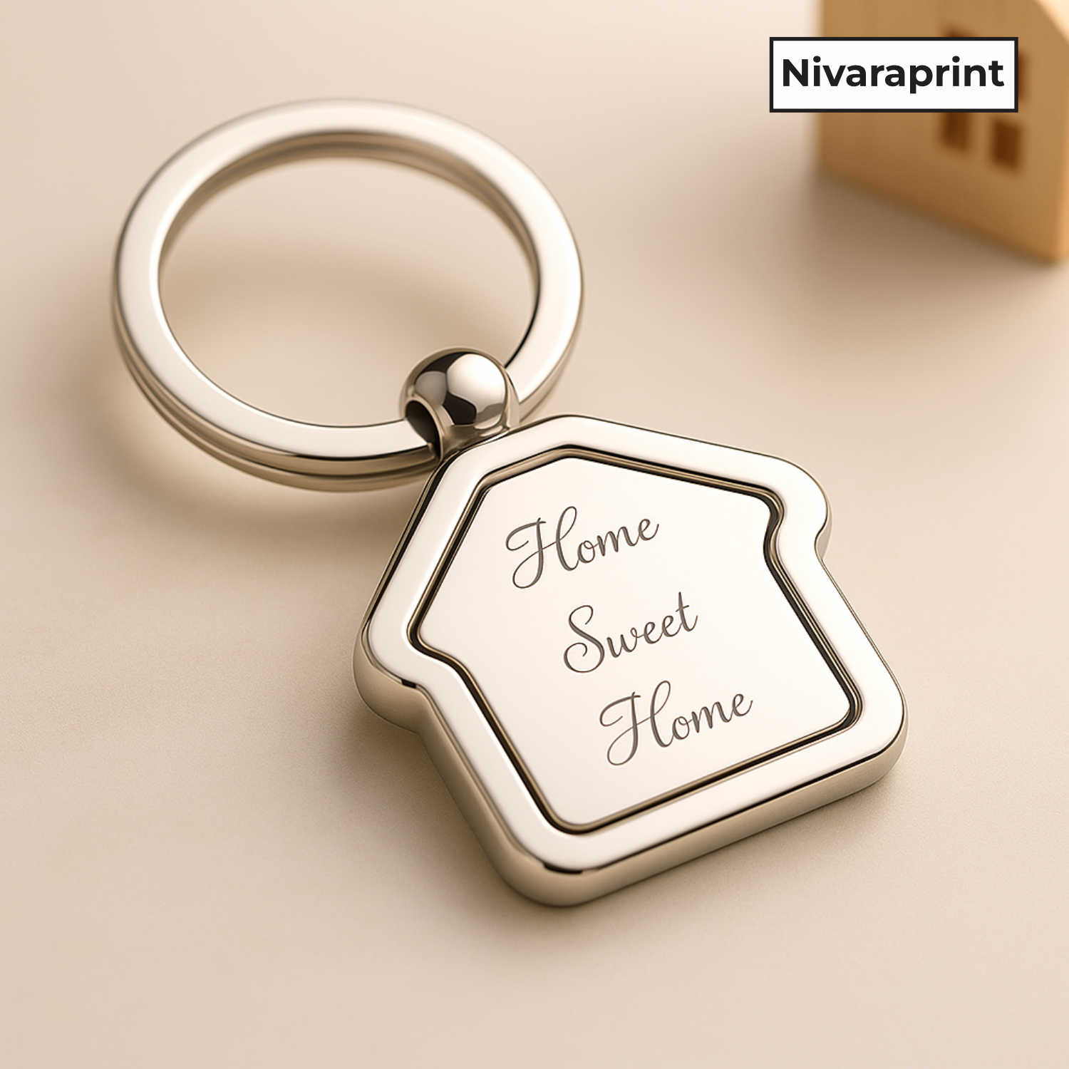 Stickerji Home Sweet Home Keychain | Metal Keychain | Home Shape | Rotating Keychain | Pack of 2 - Stickerji premium quality product - View 3