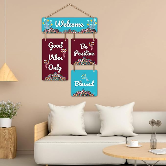 Stickerji Wooden Wall Hanging for Home Decoration | Welcome