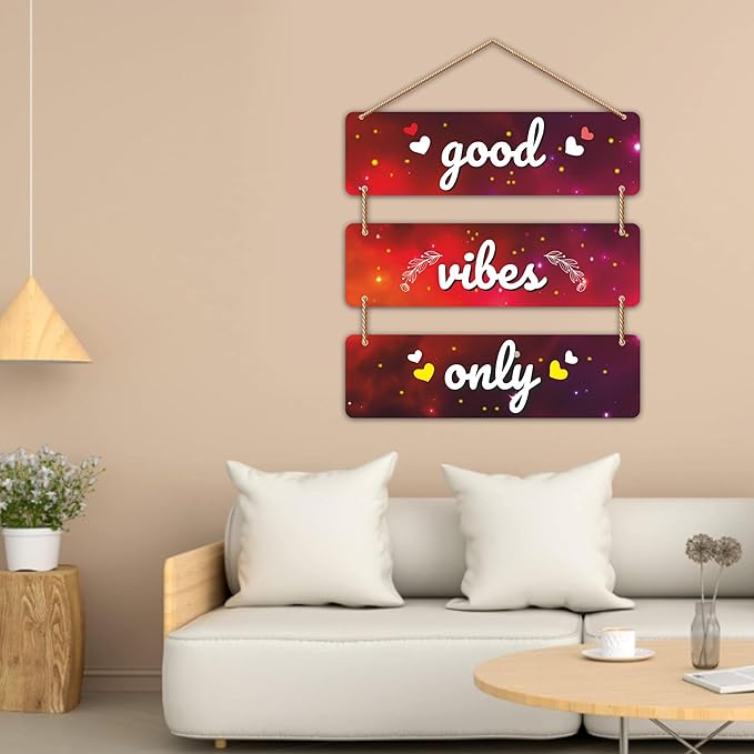 Stickerji Wooden Wall Hanging for Home Decoration | Good vibes only