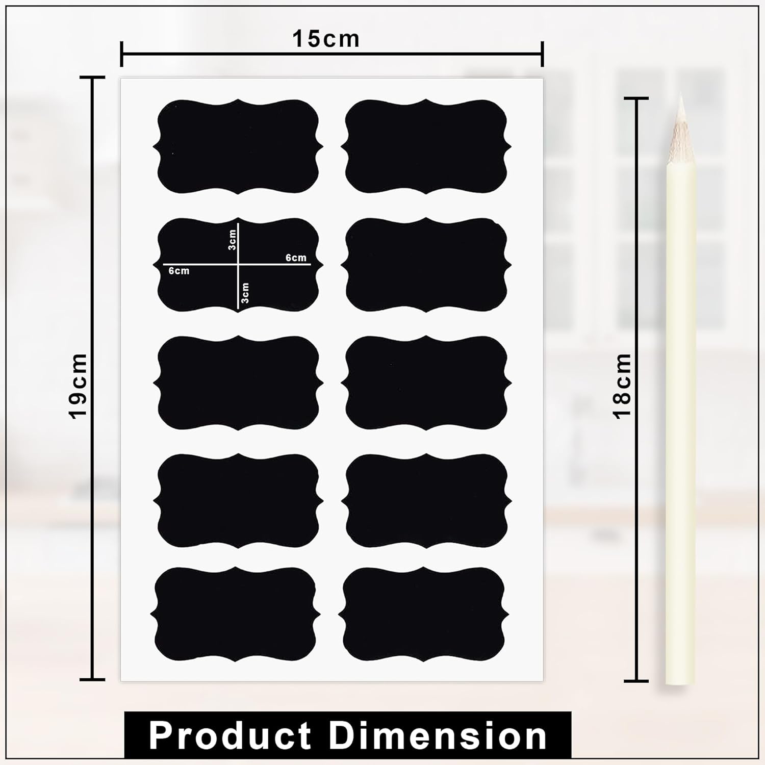 Stickerji 100 Piece Waterproof Vinyl Black Labels Stickers for Mason Jar Glass & Plastic Bottles | With 1 Piece White Pencil - Stickerji premium quality product - View 4
