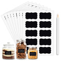 Stickerji 100 Piece Waterproof Vinyl Black Labels Stickers for Mason Jar Glass & Plastic Bottles | With 1 Piece White Pencil - Stickerji premium quality product