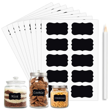 Stickerji 100 Piece Waterproof Vinyl Black Labels Stickers for Mason Jar Glass & Plastic Bottles | With 1 Piece White Pencil - Stickerji premium quality product