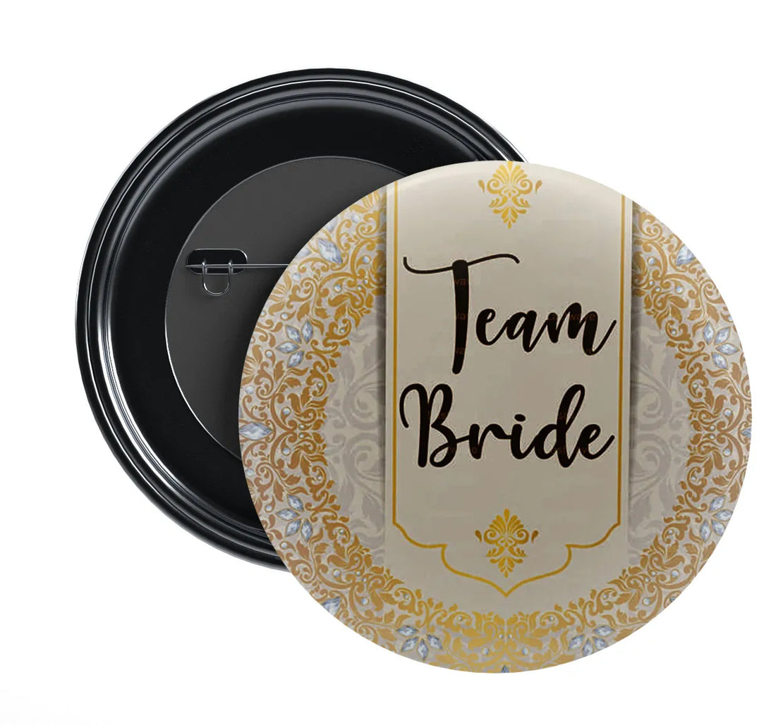 Stickerji Team Bride Wedding Badge Design 7 - Pinback button for bridal and groom party