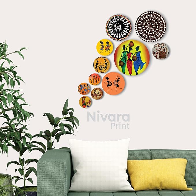 Stickerji Wooden Wall Hanging for Home Decoration | Warli Theme Wooden Wall Hanging
