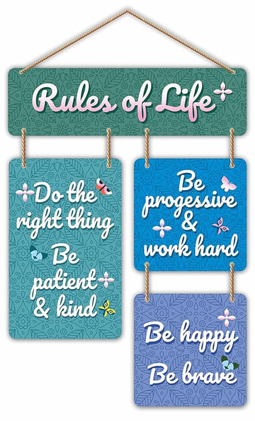 Stickerji Wooden Wall Hanging for Home Decoration | Rules of Life