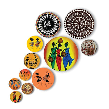 Stickerji Wooden Wall Hanging for Home Decoration | Warli Theme Wooden Wall Hanging