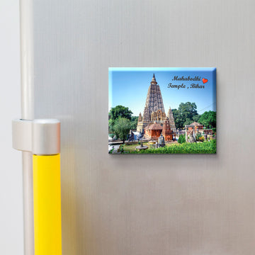 Stickerji Souvenir Wooden Fridge Magnet | Mahabodhi Temple, Bihar