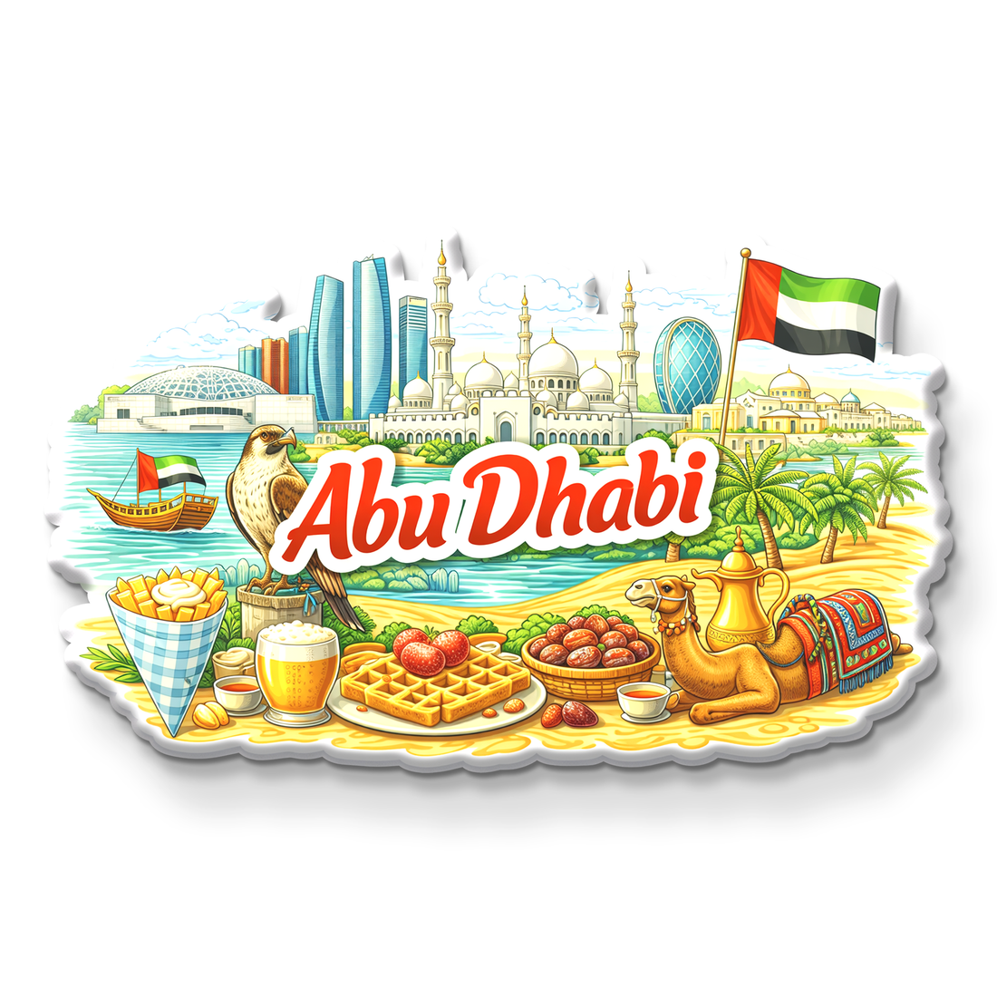 Stickerji Abu Dhabi Wooden Fridge Magnet - Souvenir travel keepsake gift
