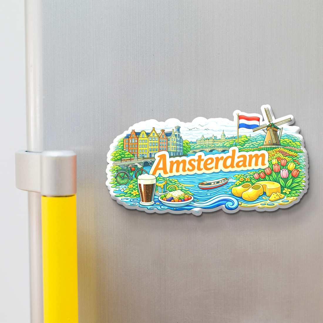 Stickerji Amsterdam Wooden Fridge Magnet - Souvenir travel keepsake gift