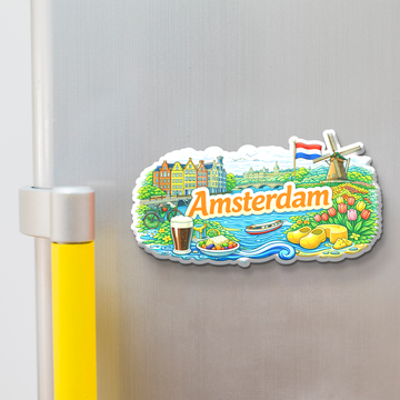 Stickerji Amsterdam Wooden Fridge Magnet - Souvenir travel keepsake gift