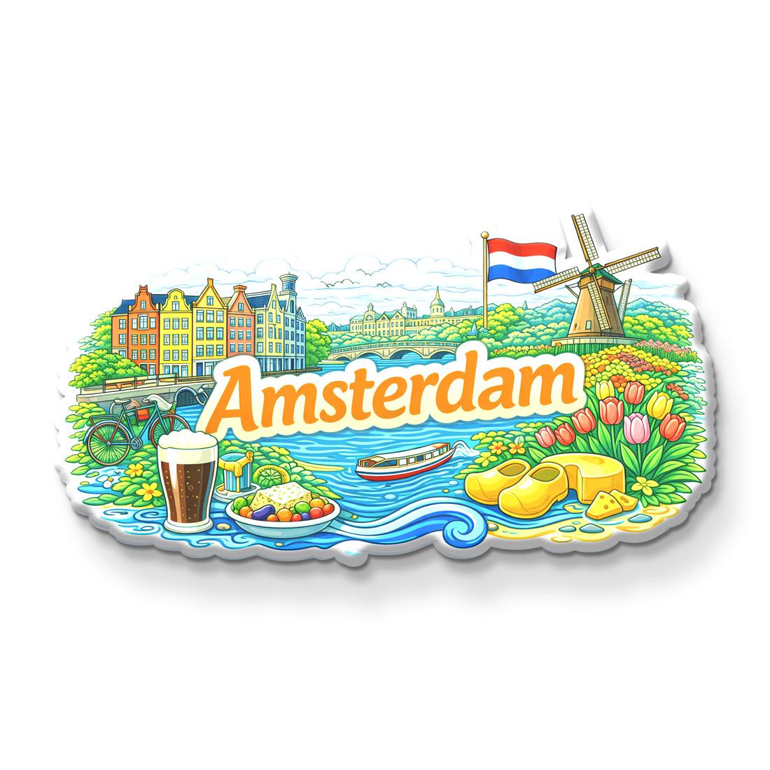 Stickerji Amsterdam Wooden Fridge Magnet - Souvenir travel keepsake gift