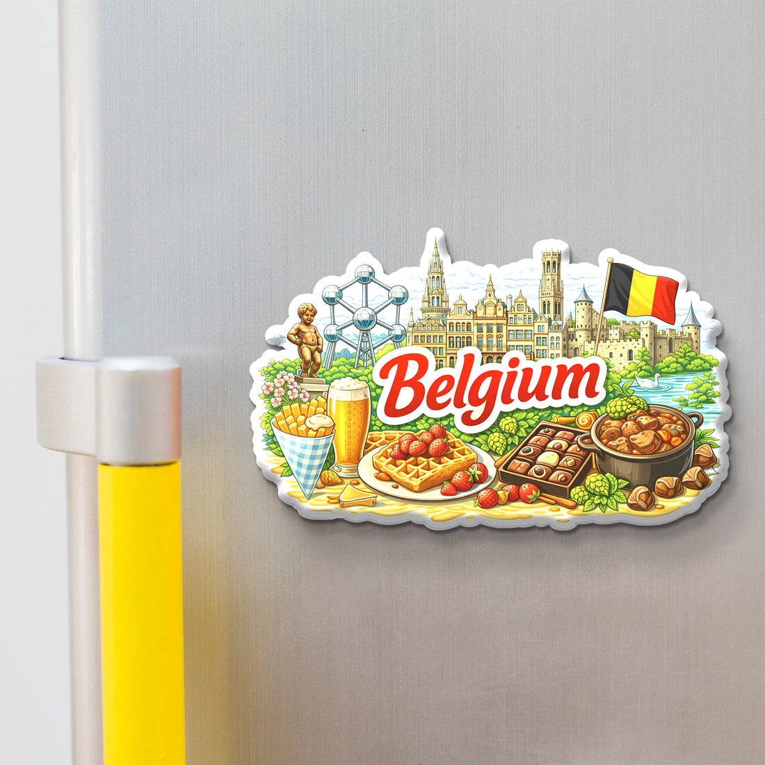 Stickerji Belgium Wooden Fridge Magnet - Souvenir travel keepsake gift