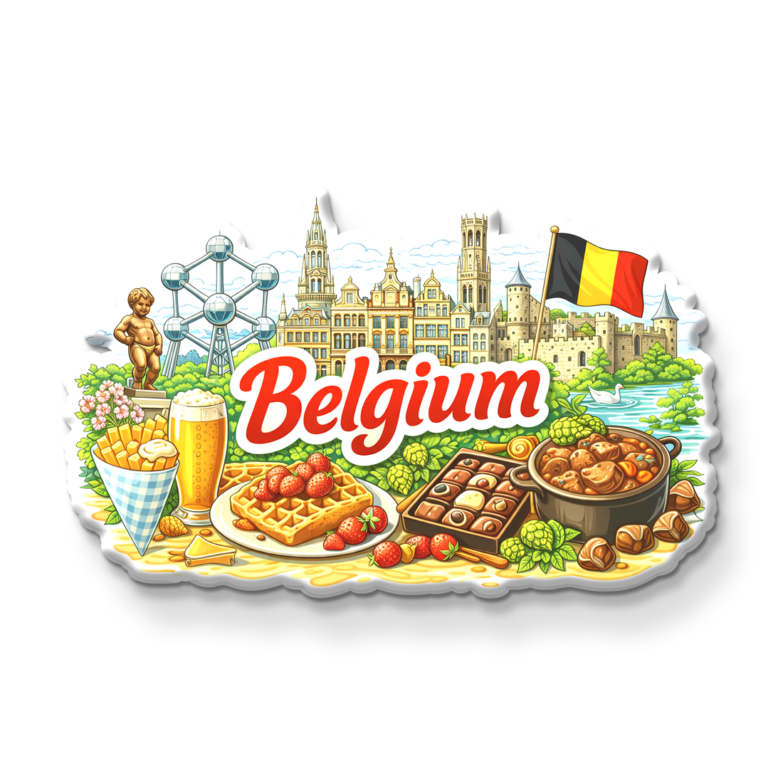 Stickerji Belgium Wooden Fridge Magnet - Souvenir travel keepsake gift