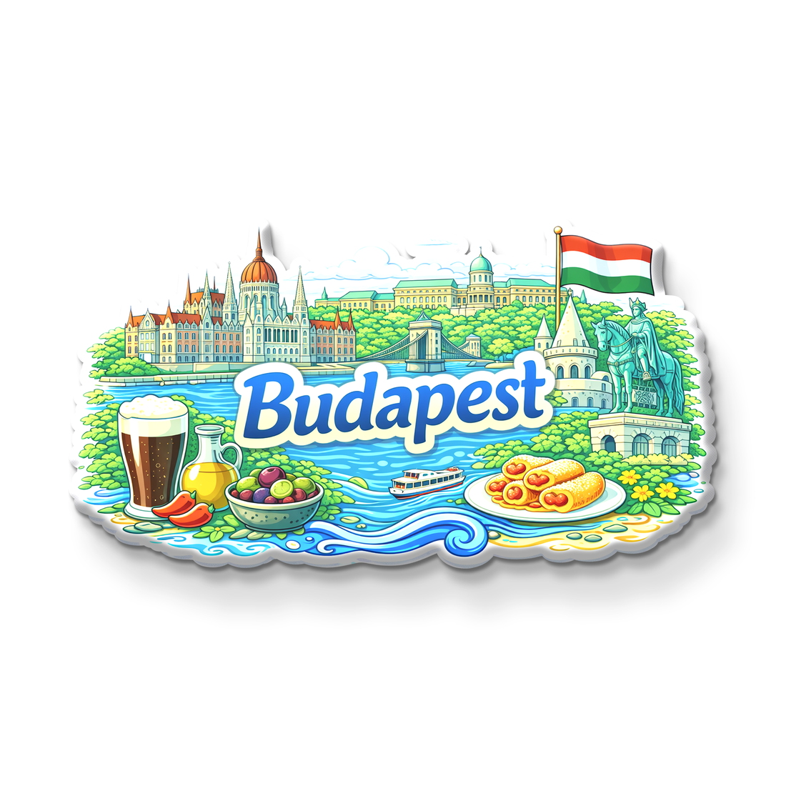 Stickerji Budapest Wooden Fridge Magnet - Souvenir travel keepsake gift