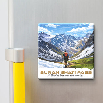 Stickerji Souvenir Wooden Fridge Magnet | BURAN GHATI PASS
