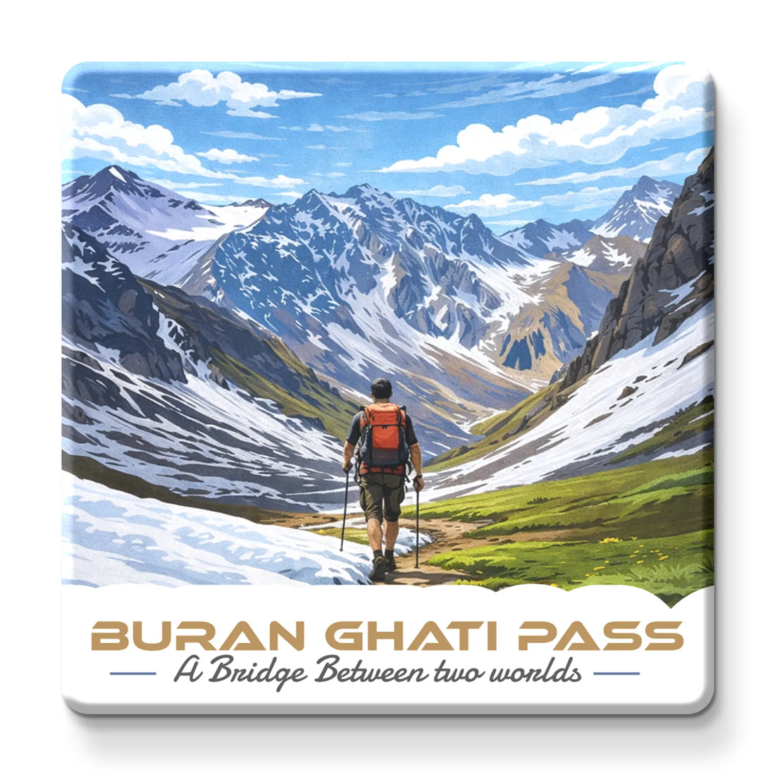 Stickerji Souvenir Wooden Fridge Magnet | BURAN GHATI PASS
