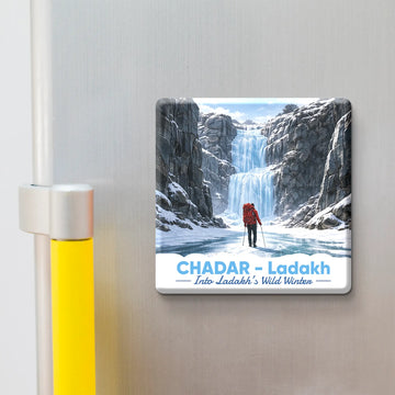 Stickerji Souvenir Wooden Fridge Magnet | CHADAR - LADAKH