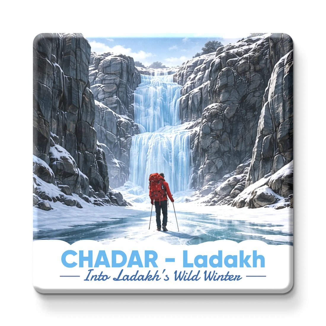 Stickerji Souvenir Wooden Fridge Magnet | CHADAR - LADAKH