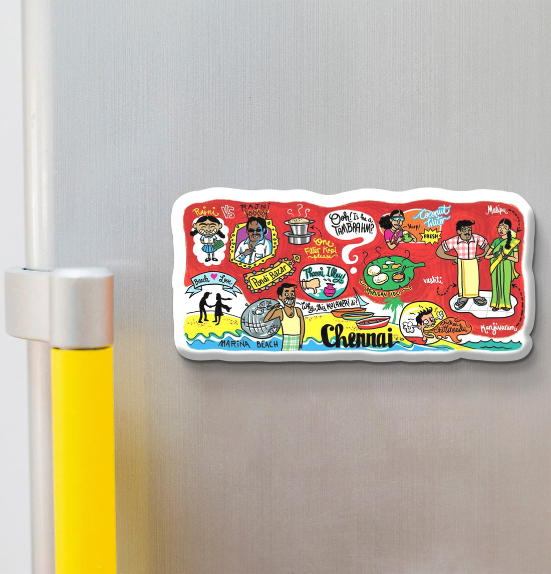 Stickerji Chennai Wooden Fridge Magnet - Souvenir travel keepsake gift