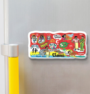 Stickerji Chennai Wooden Fridge Magnet - Souvenir travel keepsake gift