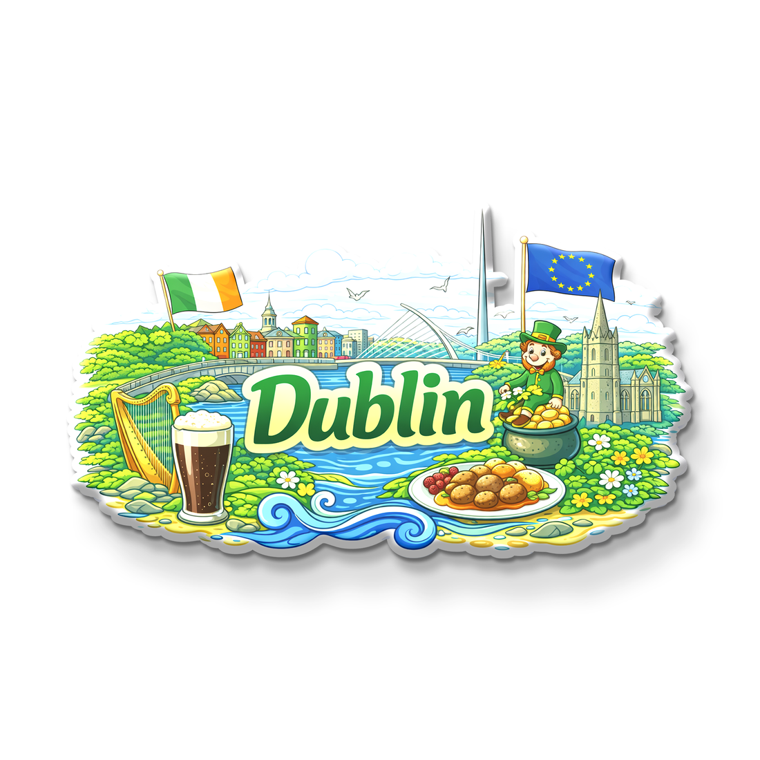 Stickerji Dublin Wooden Fridge Magnet - Souvenir travel keepsake gift