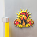 Rajasthan wooden fridge magnet with Amber Fort, turban, Thar Desert camel – handcrafted souvenir by Stickerji