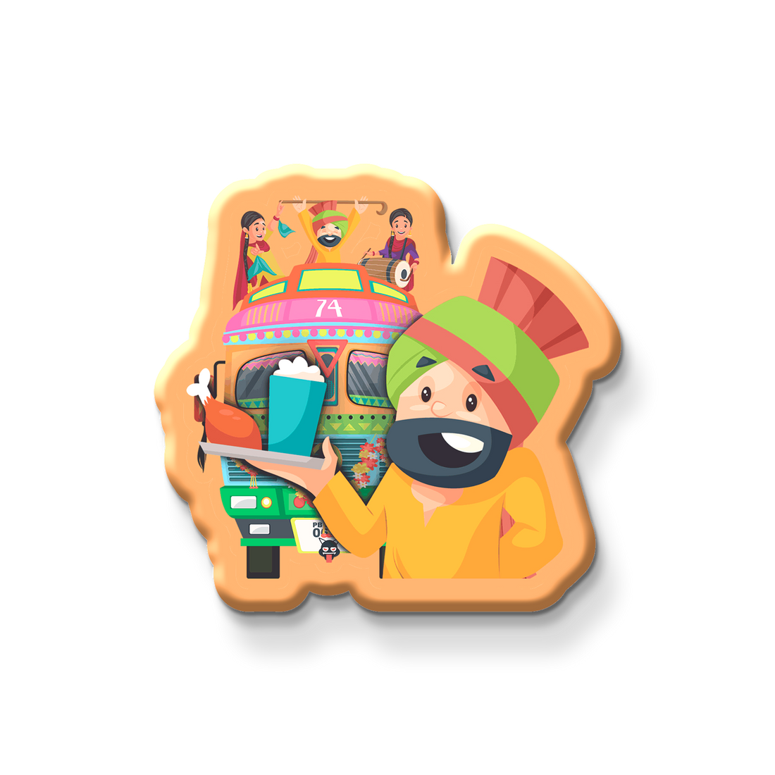 Stickerji Punjab01 Wooden Fridge Magnet - Souvenir travel keepsake gift