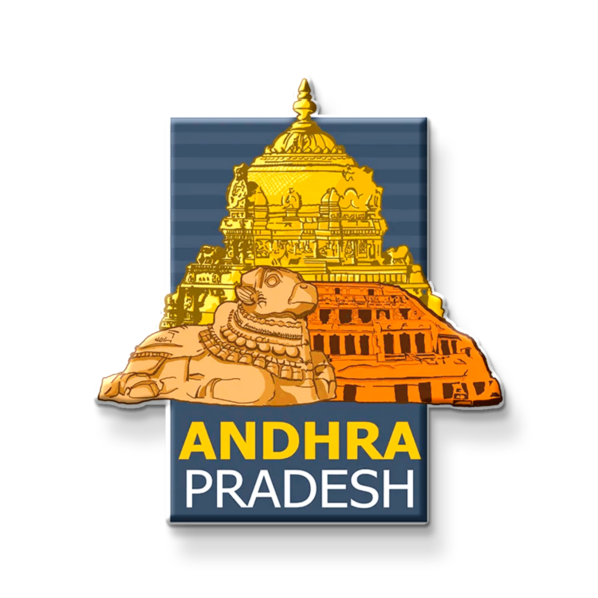 Andhra Pradesh Wooden Fridge Magnet – Tirupati Temple Design – Indian State Souvenir Magnet