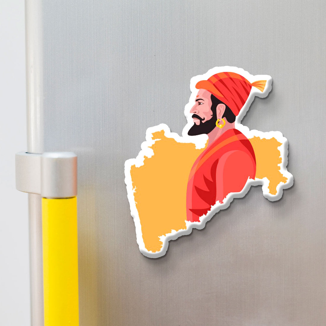 Chatrapati Shivaji Maharaj wooden fridge magnet – Maratha warrior king souvenir handcrafted by Stickerji
