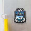 Ladakh wooden fridge magnet with Pangong Lake, monasteries, snow leopard – handcrafted souvenir by Stickerji
