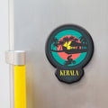 Kerala wooden fridge magnet with backwaters, Kathakali, and houseboats – handcrafted souvenir by Stickerji