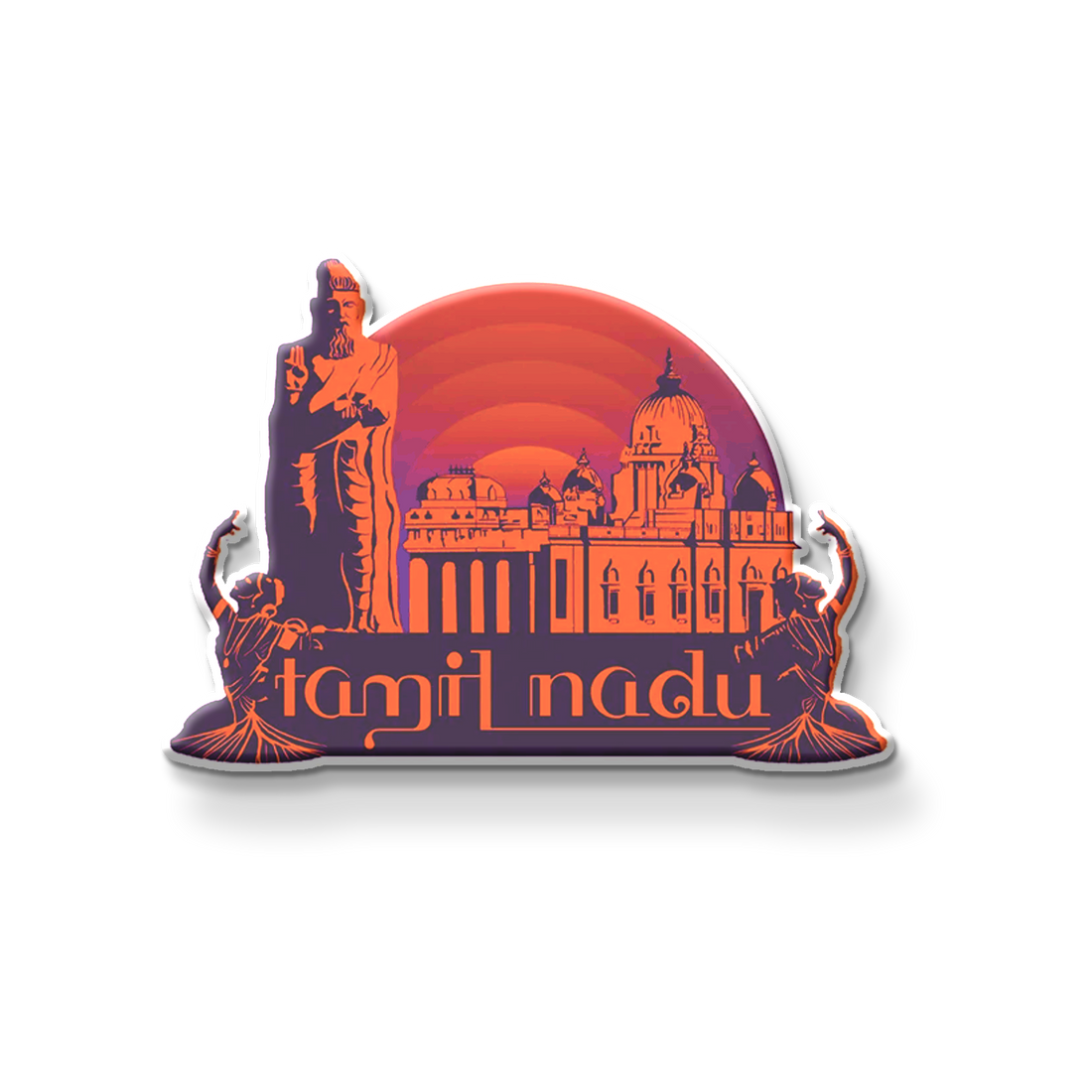 Stickerji Tamil Nadu Wooden Fridge Magnet - Souvenir travel keepsake gift