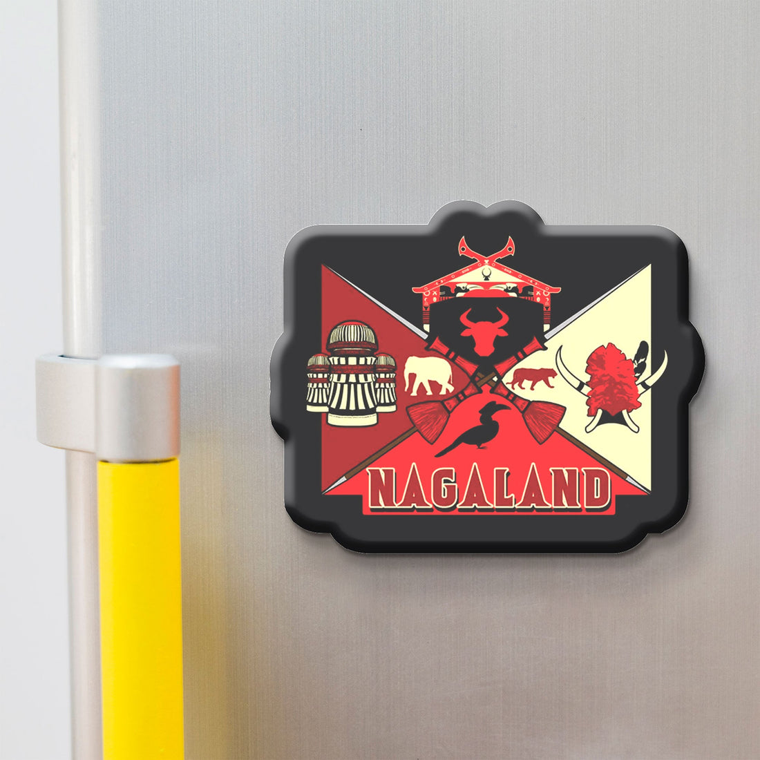 Stickerji Nagaland Wooden Fridge Magnet - Souvenir travel keepsake gift