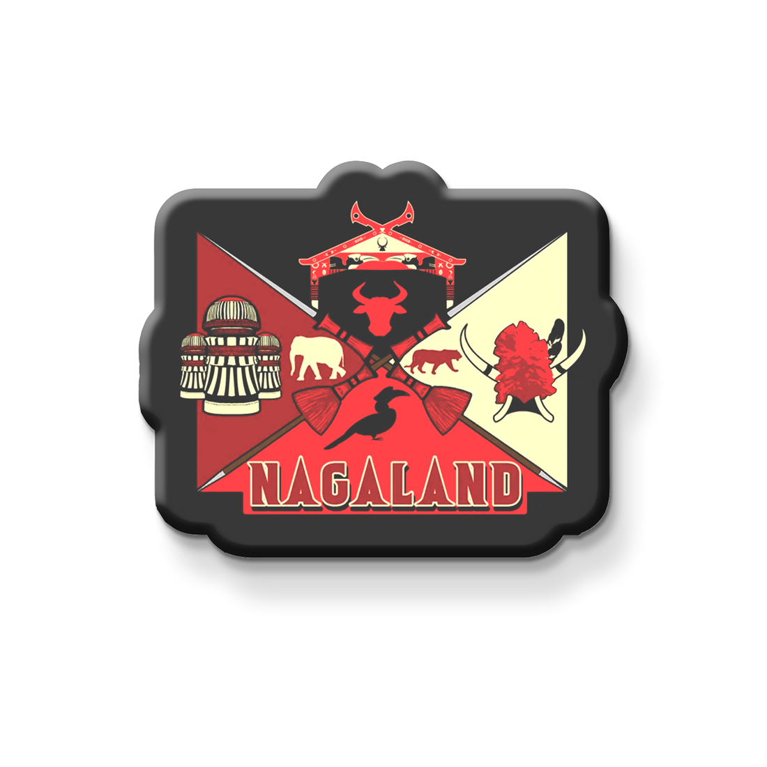 Stickerji Nagaland Wooden Fridge Magnet - Souvenir travel keepsake gift