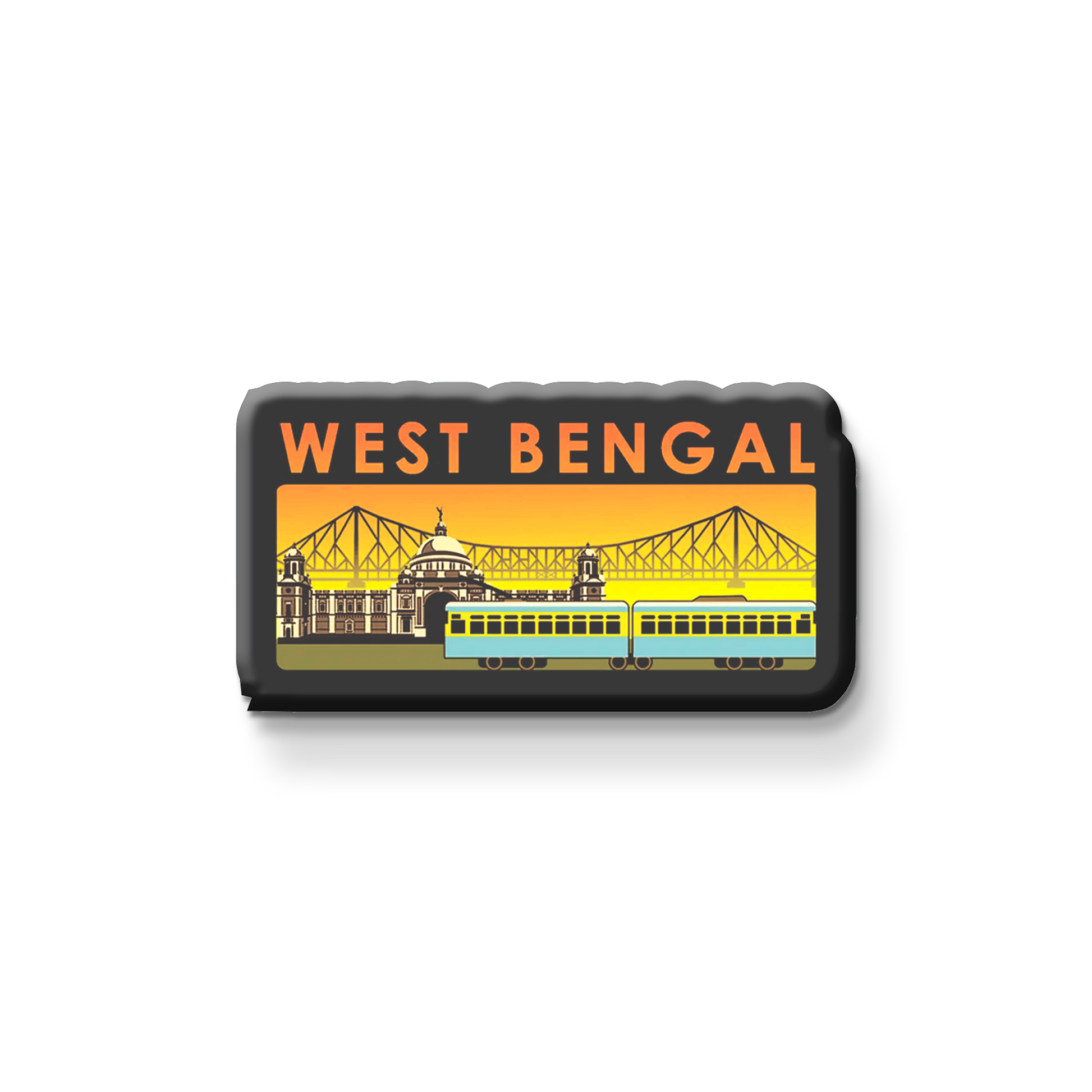 Stickerji West Bengal Wooden Fridge Magnet - Souvenir travel keepsake gift - View 3