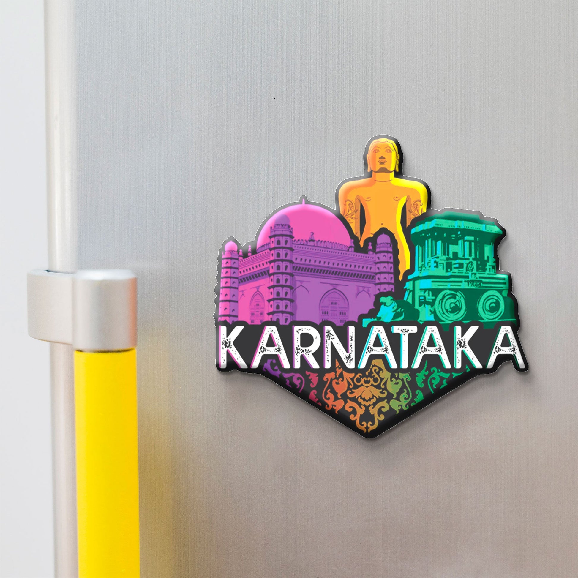 Stickerji Karnataka Wooden Fridge Magnet - Souvenir travel keepsake gift