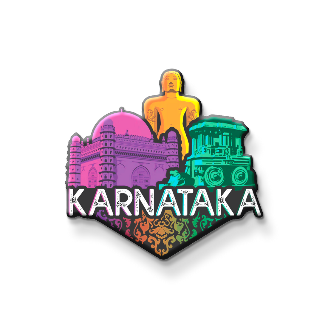 Stickerji Karnataka Wooden Fridge Magnet - Souvenir travel keepsake gift