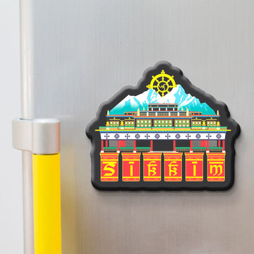 Stickerji Sikkim Wooden Fridge Magnet - Souvenir travel keepsake gift