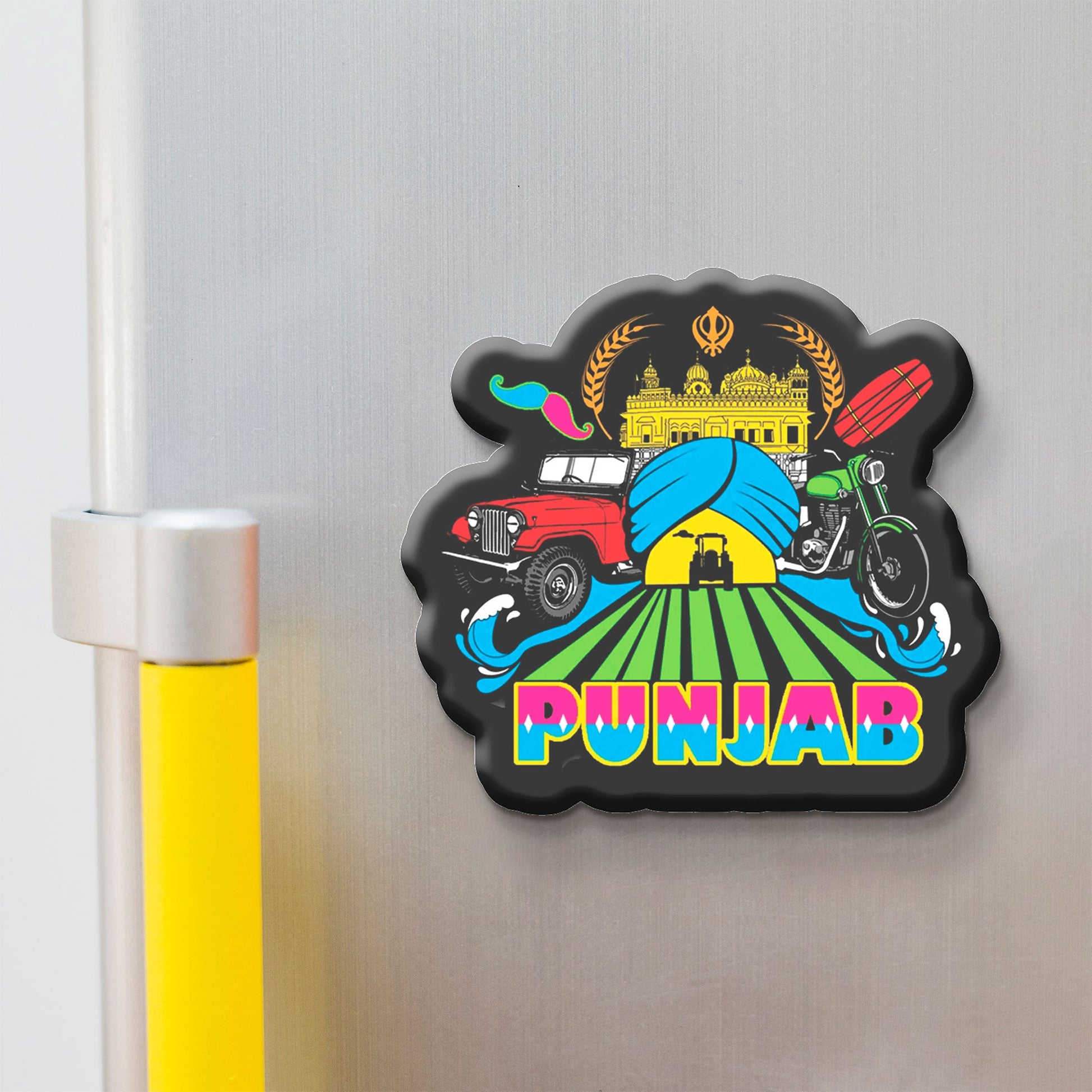 Stickerji Punjab Wooden Fridge Magnet - Souvenir travel keepsake gift